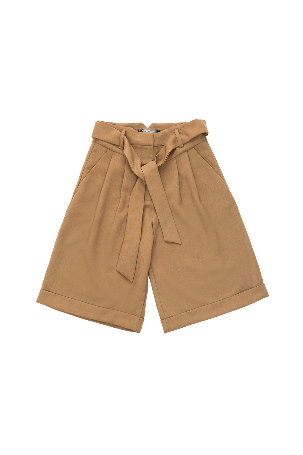 A-LINE-Strap cropped pants-brown