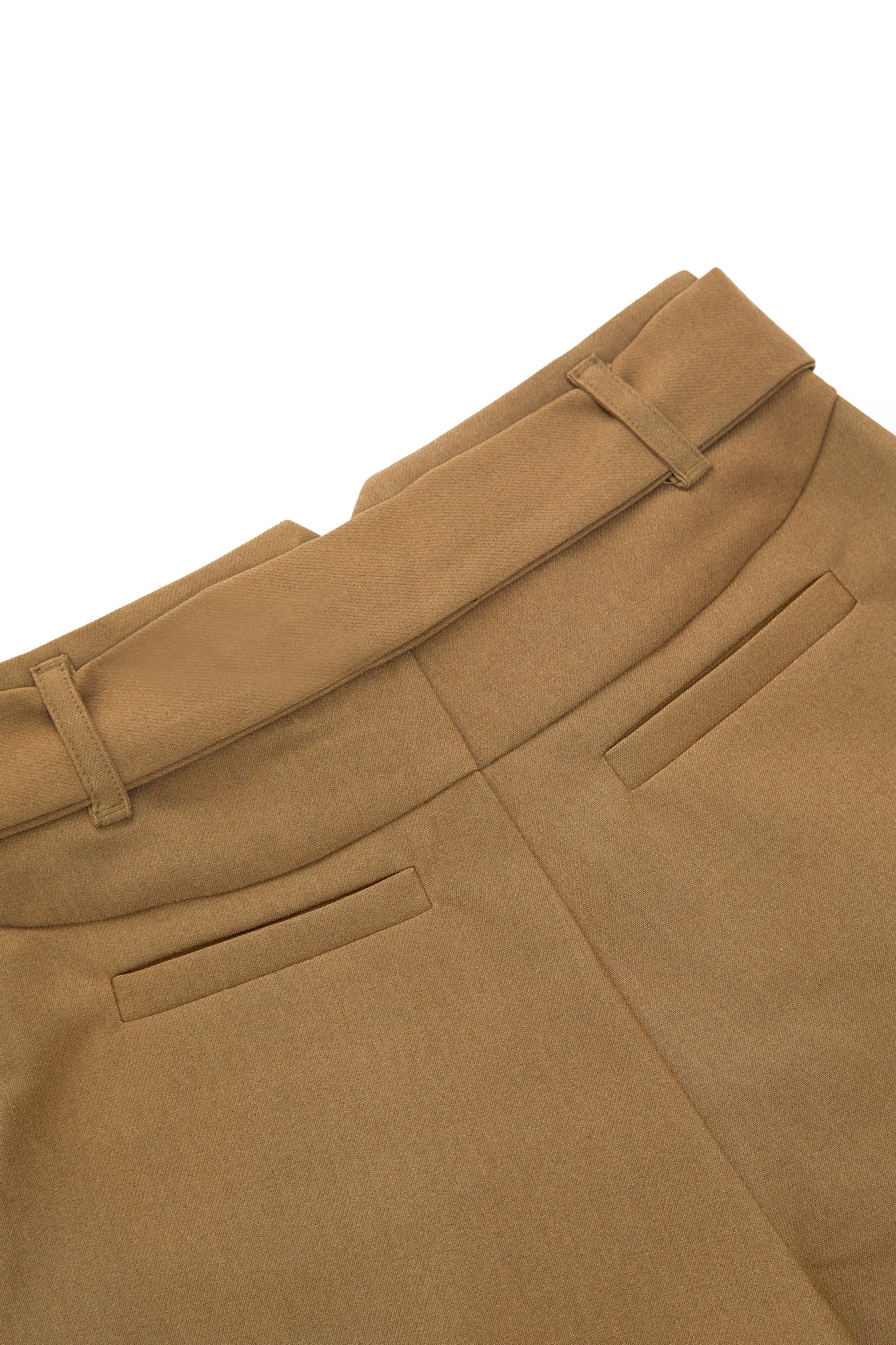 A-LINE-Strap cropped pants-brown