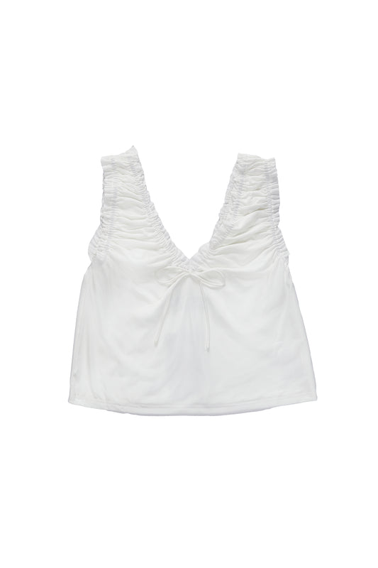 Smocked rope vest-white