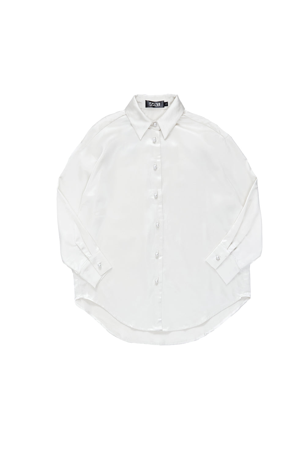 Pearl button satin shirt-off-white