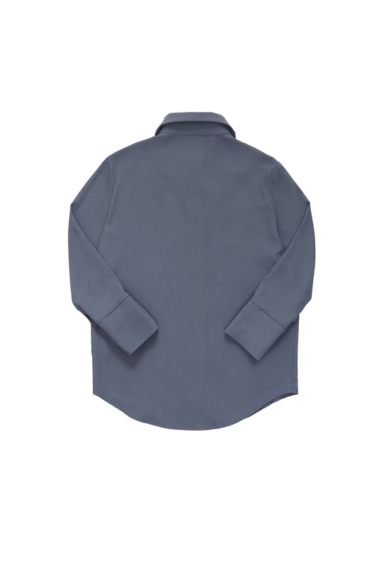 Special tailoring shirt with pointed collar and soft feel-gray blue