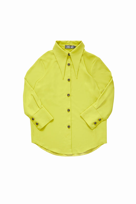 Special tailoring shirt with pointed collar and soft feel-grass green