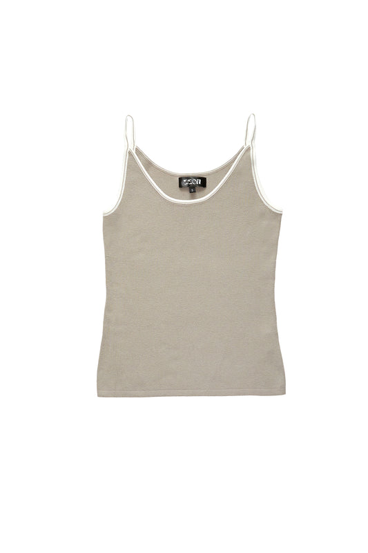 Colorblock casual vest and blouse-grey apricot