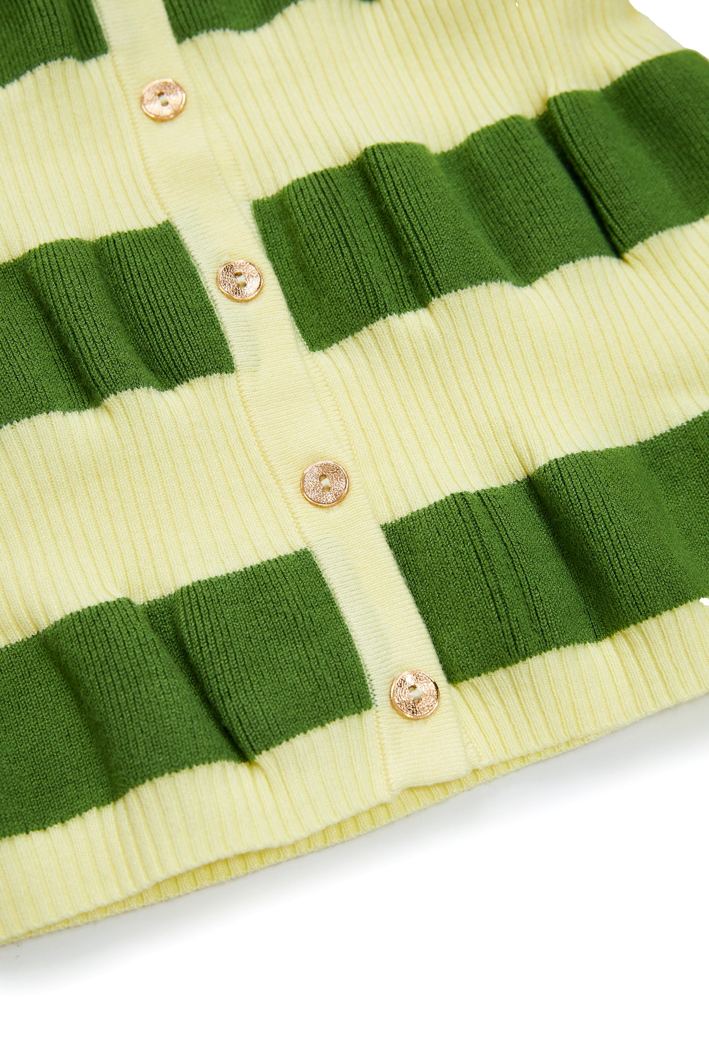 Contrast color short knit top-yellow green